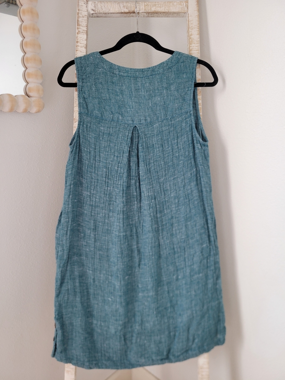 Tahari 100% Linen Vneck Dress Cover Up Sz Med, Teal Blue Green - Picture 6 of 6